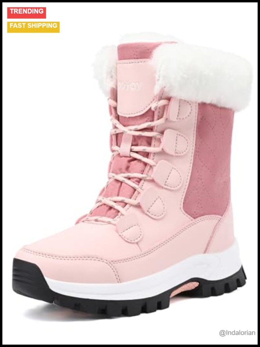 Waterproof Faux Fur Lined Mid Calf Snow Boots Winter Walking Hiking Booties